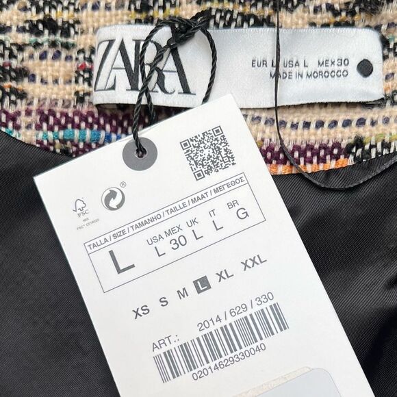 Zara Jacquard Jacket Cardigan Wool / Cotton Blend in Multicolor Large - Picture 8 of 13